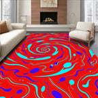Red Teal Swirl Galaxy Rug