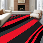 Bold Red Black Gray Stripe Rug
