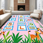Whimsical Safari Alphabet Giraffe Rug