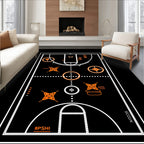 Black Orange Basketball Court Graphics Rug