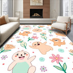 Happy Characters and Floral Scatter Rug