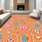 Orange Sunflower Alphabet Explosion Rug