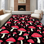 Whimsical Red Mushroom Forest Collection Rug