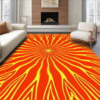 Vibrant Orange Yellow Sunburst Rays Rug
