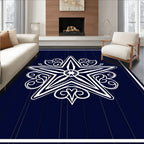 White Ornate Starburst Navy Rug
