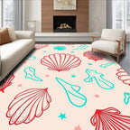 Coral Teal Shell Scatter Rug