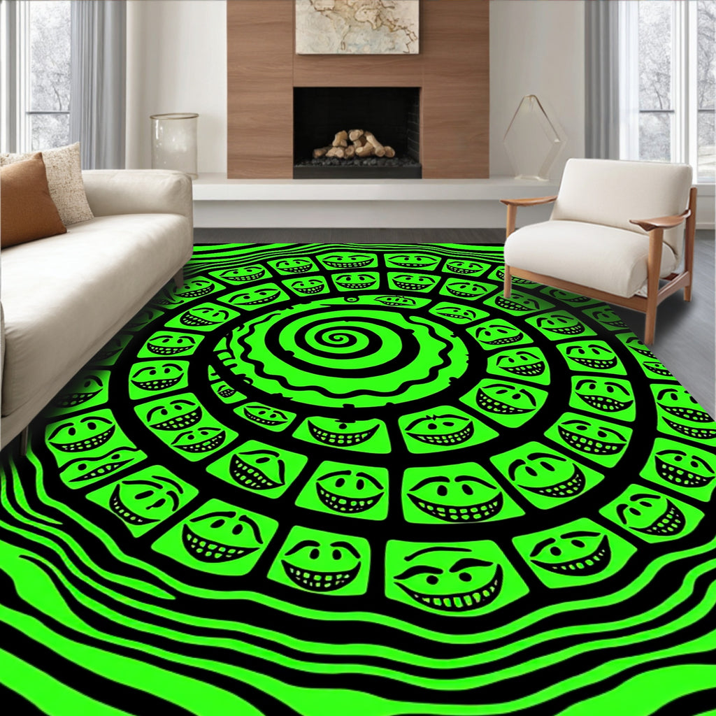 Bold Grinning Faces Spiral Rug