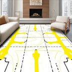 Bright Yellow Modern Abstract Symmetry Rug