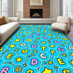 Whimsical Alphabet Circles Yellow Stars Rug