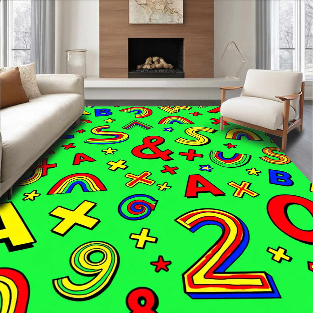 Playful Alphabet Rainbow Numeric Fun Rug