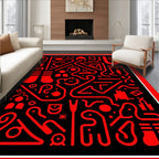 Radical Red Abstract Maze Rug