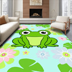 Happy Green Frog Lily Pad Garden Rug