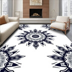 Black Sunburst Medallion Radial Rug