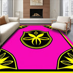 Vibrant Pink Yellow Crest Shield Rug