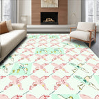 Abstract Pink X Form Light Teal Squares Rug
