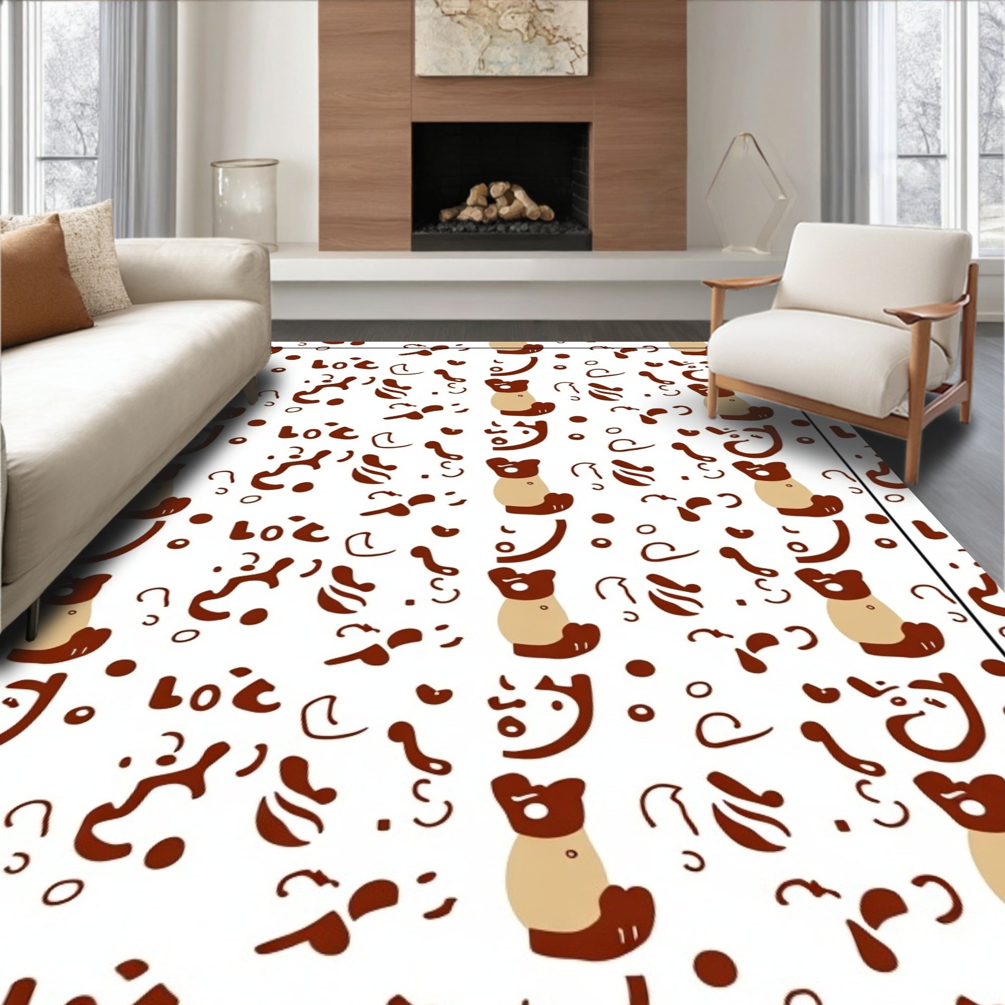Cute Brown Bear Whimsical Elements Rug