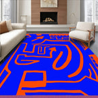 Vibrant Blue Orange Maze Arrows Rug
