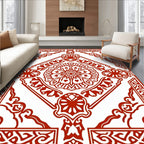 Ornate Red Medallion Square Rug