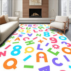 Colorful Alphabet and Number Collage Rug