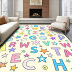 Whimsical Alphabet Stars Scattered Rug