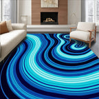 Deep Blue Ocean Agate Swirl Rug