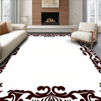Dark Brown Victorian Floral Border Rug