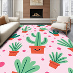 Whimsical Cute Cactus Polka Dot Rug