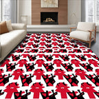 Bold Red Abstract Figurine Collage Rug