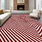 Crimson Maze Geometric Abstract Rug