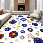 Blue Yellow Starburst Medallion Rug