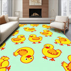 Yellow Ducklings On Mint Background Rug