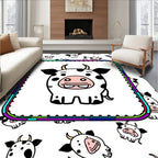 Whimsical Dairy Cow Cartoon Collection Rug