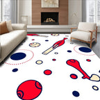 Red Bone And Circles Scatter Rug