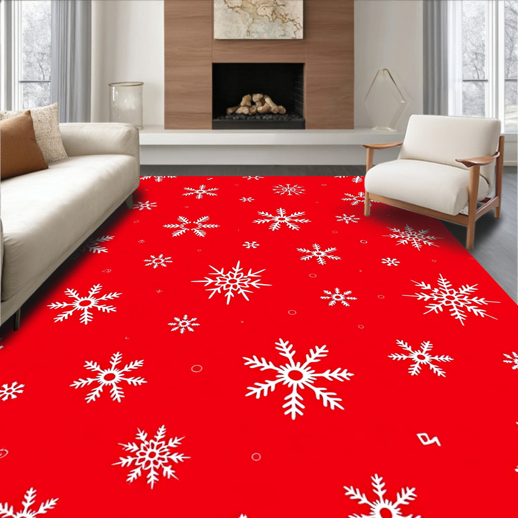 Holiday Red Snowflake Scatter Rug