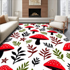 Red White Spotted Mushroom Foliage Rug