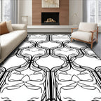 Black White Organic Vine Scroll Rug