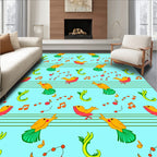 Whimsical Yellow Birds Singing Music Notes Rug
