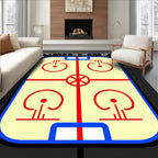 Vibrant Yellow Red Hockey Rink Rug