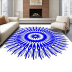 Vibrant Blue Sunburst Mandala Rug