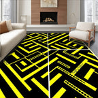 Bold Yellow Geometric Maze Rug