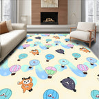 Playful Hot Air Balloons Whimsical Sky Rug