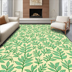 Pastel Green Foliage Branches Botanical Rug