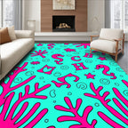 Vibrant Pink Seahorse Coral Collection Rug