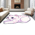 Cute White Kitten Purple Eyes Rug