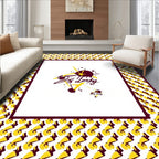 Crimson Yellow Abstract Splatter Border Rug
