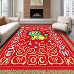 Childish Lion Alphabet Border Red Rug