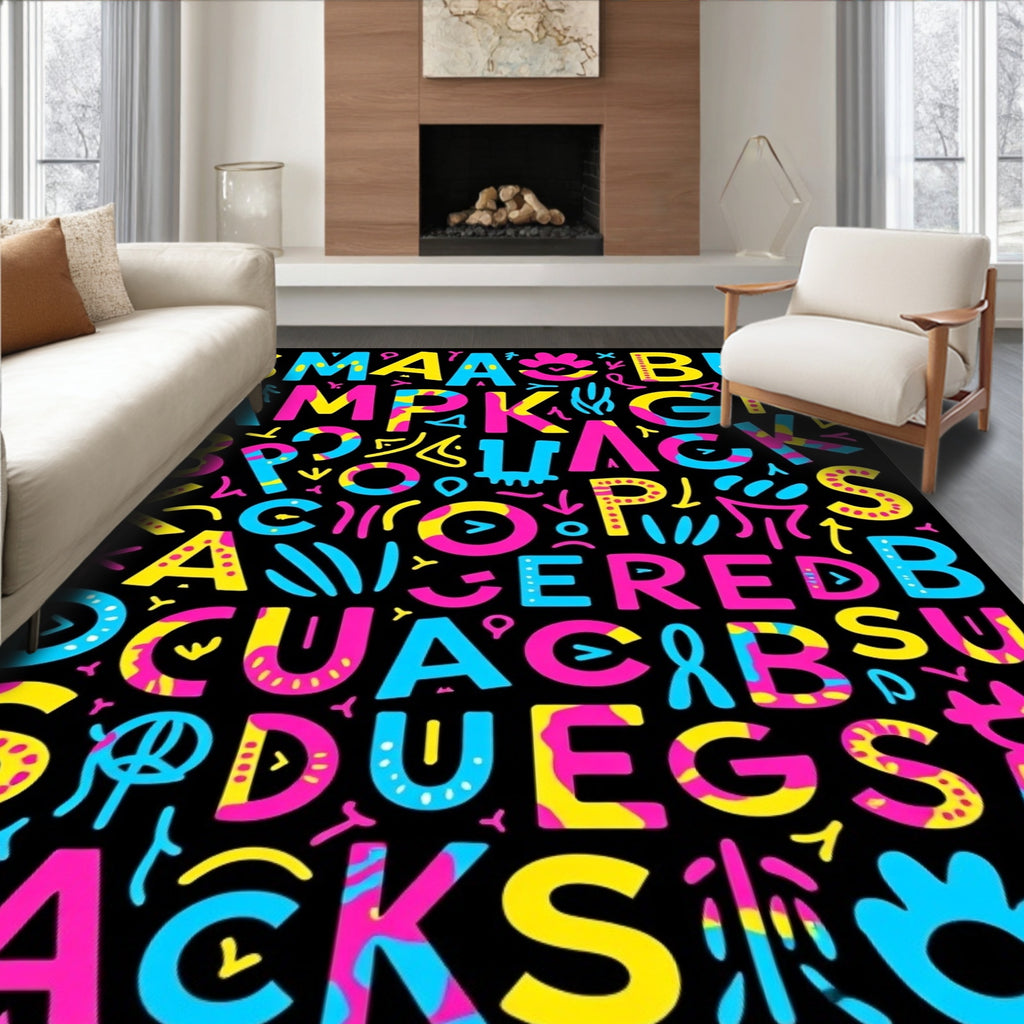 Bold Alphabet Soup Fun Rug