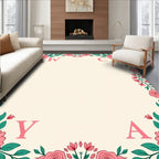 Pink Cherry Blossom Garland Border Rug