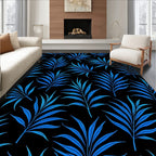 Deep Blue Tropical Foliage Rug