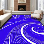 Vibrant Blue Swirl Abstraction Rug